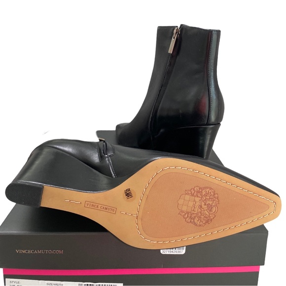 Vince Camuto Black Wedge Ankle Boots 9.5 Medium Width NWT - Picture 9 of 15